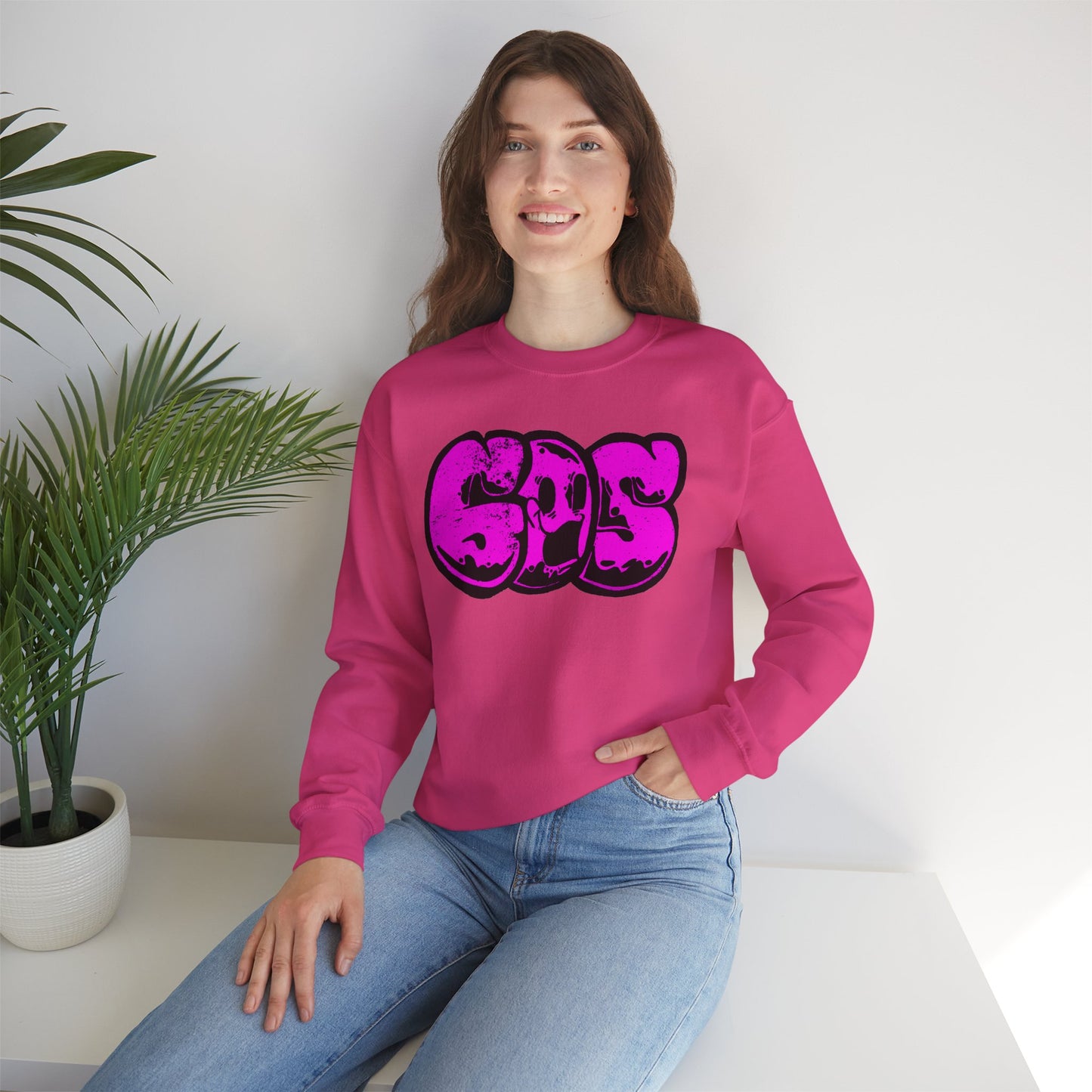 GOS SMILE neon pink unisex sweatshirt