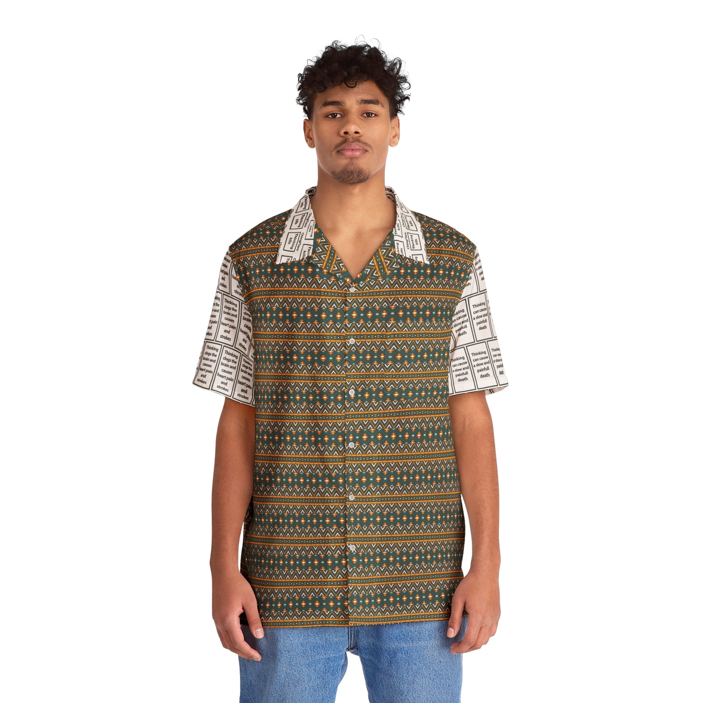 Men's T.K. Indonesian Batik Pattern Shirt Orange & Brown(AOP)