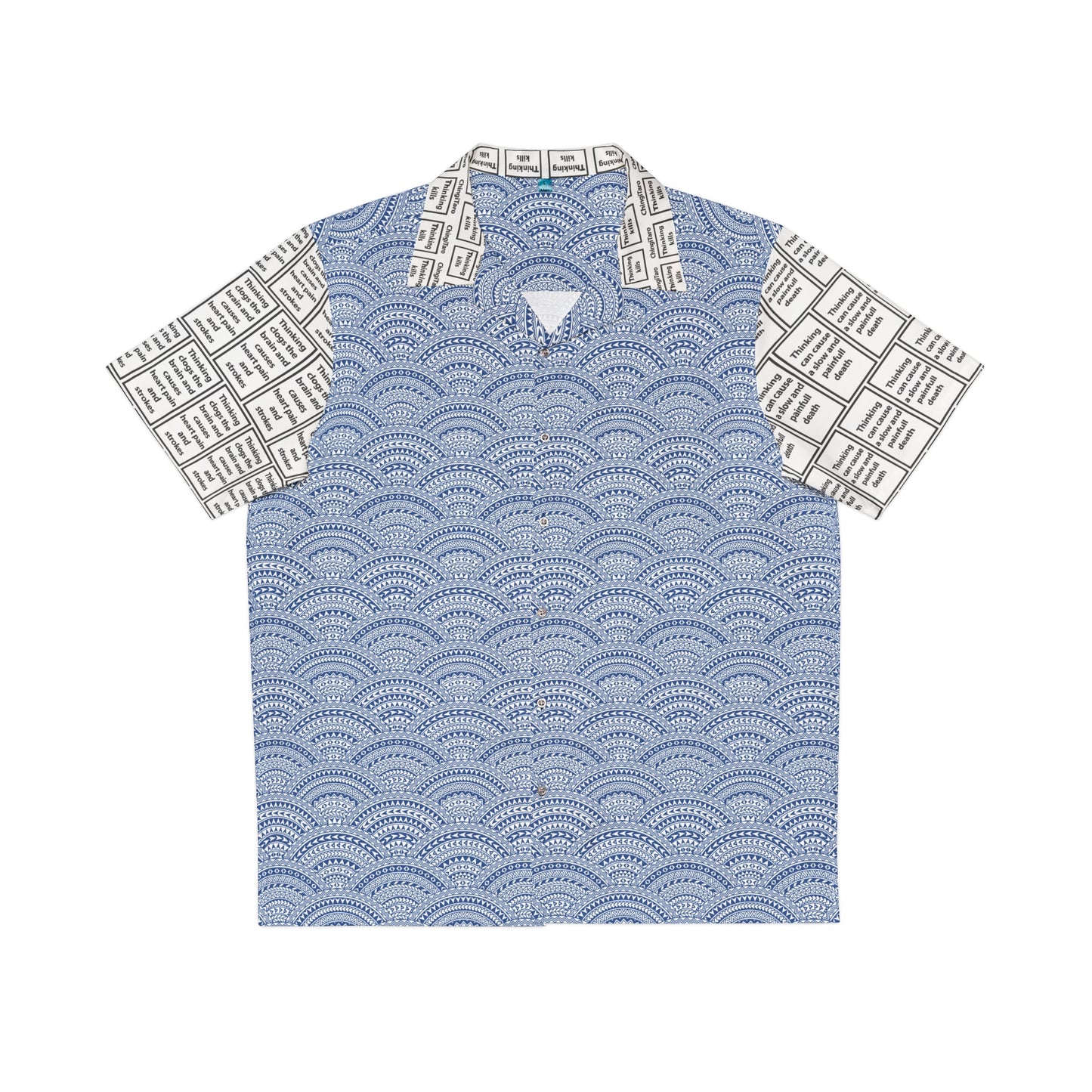 Men's T.K. Indonesian Batik Pattern Shirt Light Blue Waves (AOP)