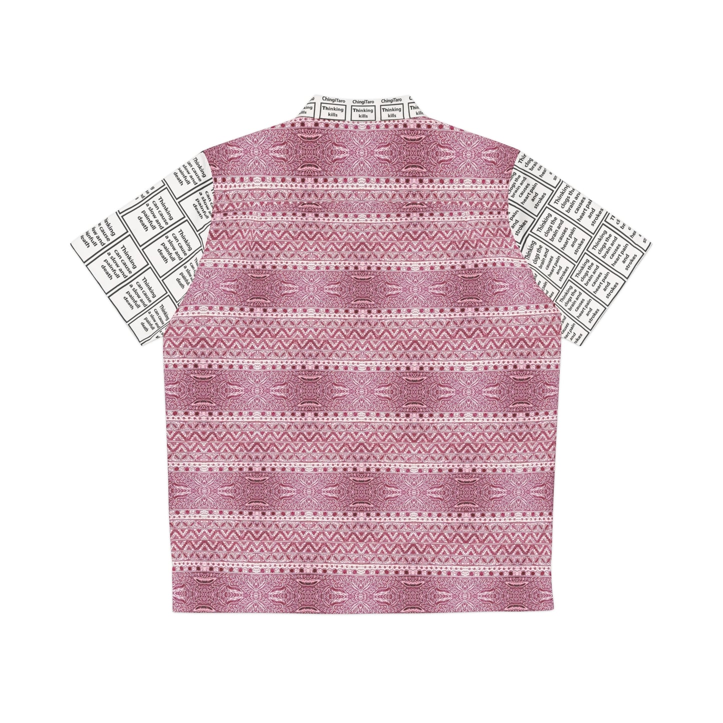 Men's T.K. Indonesian Batik Pattern Shirt Pink lines (AOP)