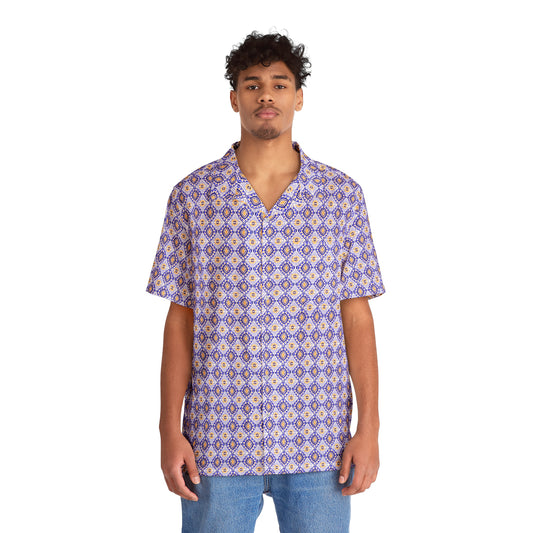 Men's Indonesian Batik Pattern Shirt lavender Floral (AOP)