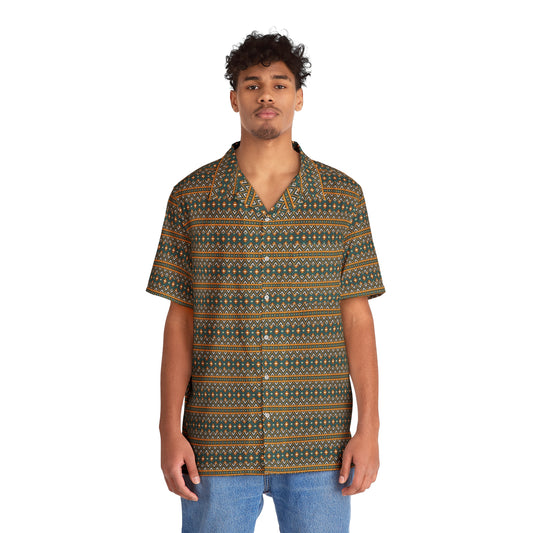 Men's Indonesian Batik Pattern Shirt Orange & Brown(AOP)