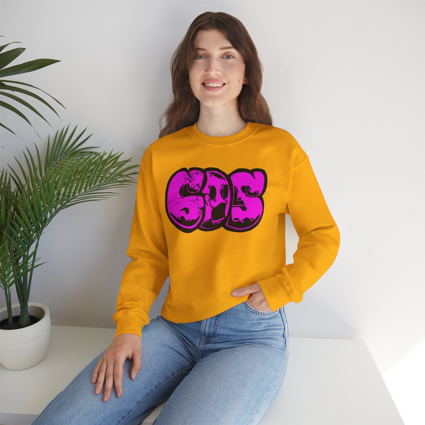 GOS SMILE neon pink unisex sweatshirt