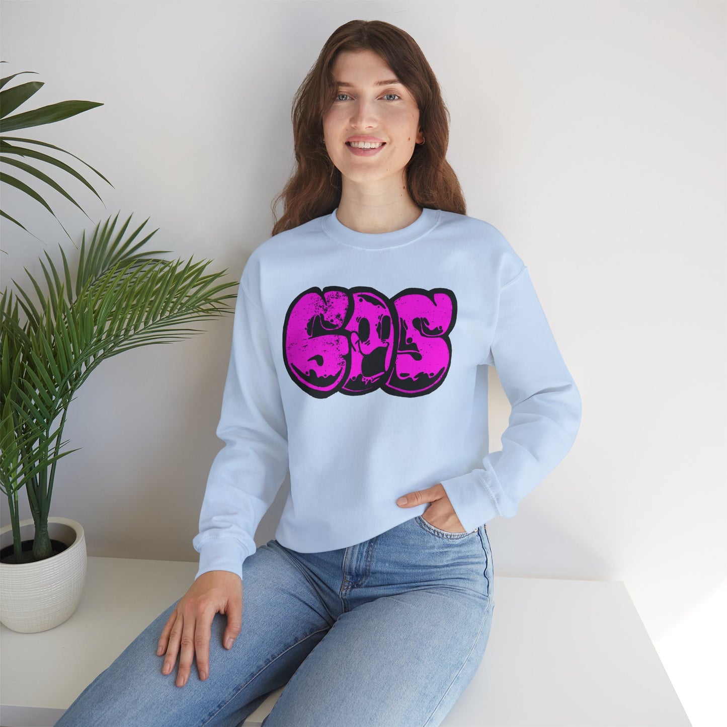 GOS SMILE neon pink unisex sweatshirt