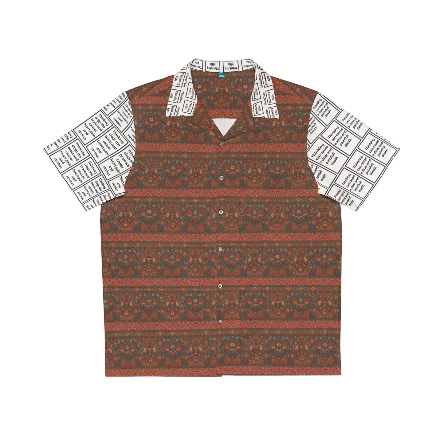 Men's T.K. Indonesian Batik Pattern Shirt Red & Blue Lines (AOP)