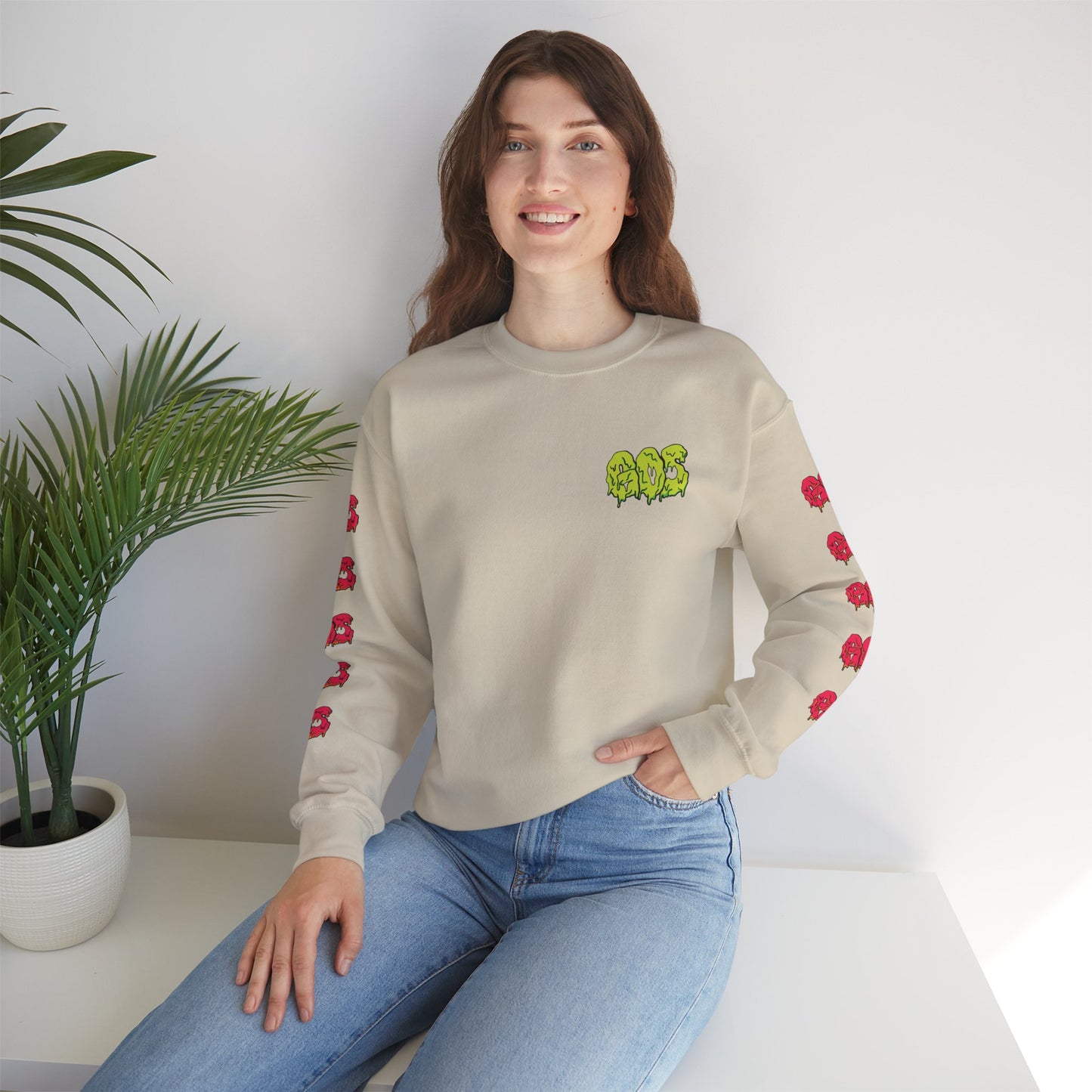 GOS SLIME acid green/red FULL SLEEVE unisex sweatshirt