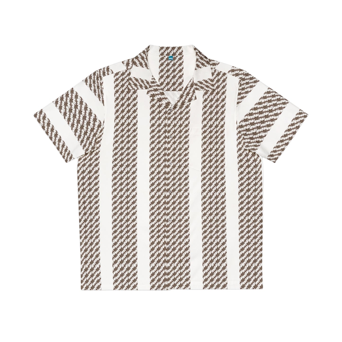 Men's Indonesian Batik striped pattern Shirt White & Bronze (AOP)