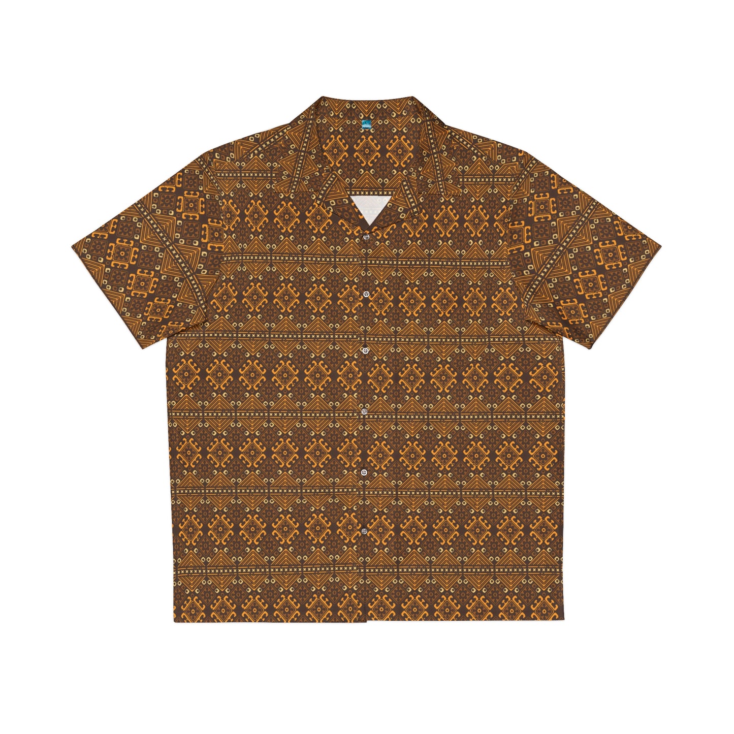 Men's Indonesian batik pattern shirt Orange & Brown sun (aop)