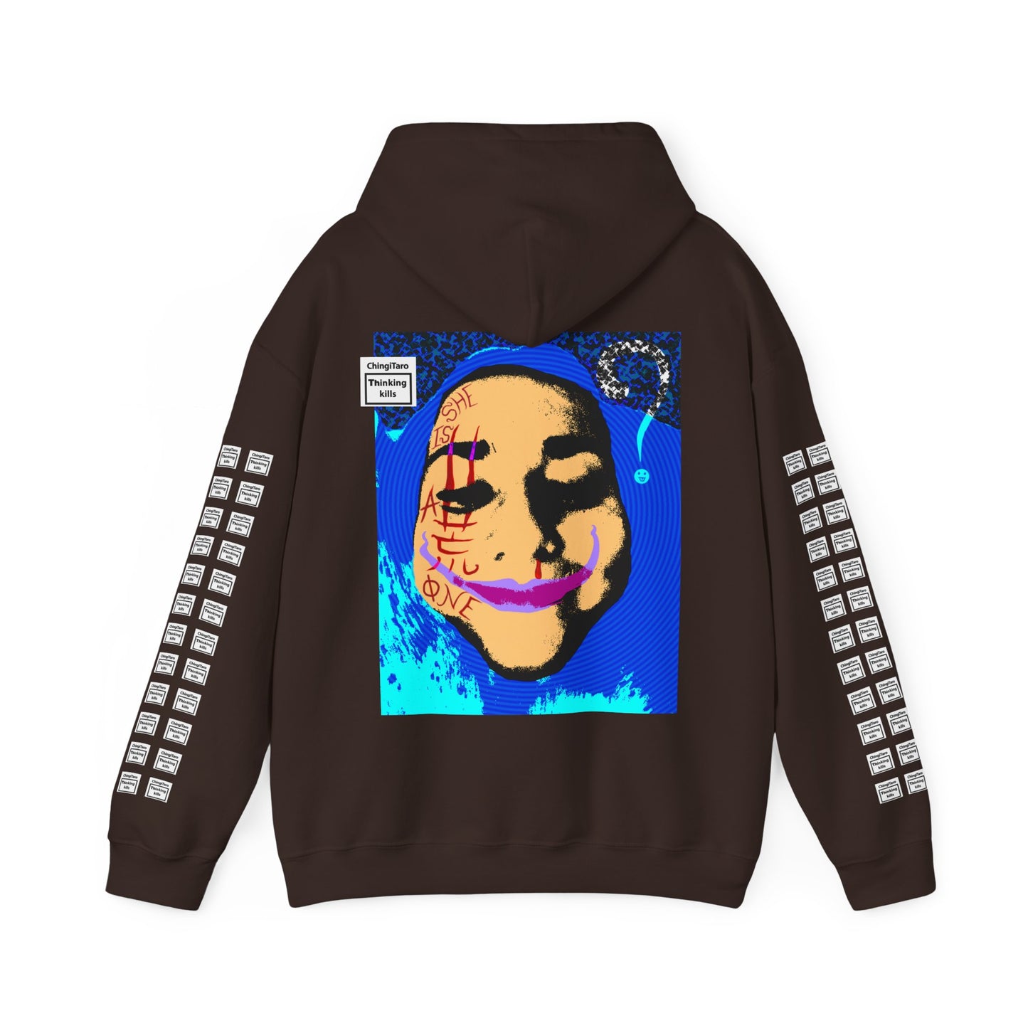 Kaat She Is A 荒 One?Japanese kanji arm print, Unisex Heavy Blend Hooded Sweatshirt