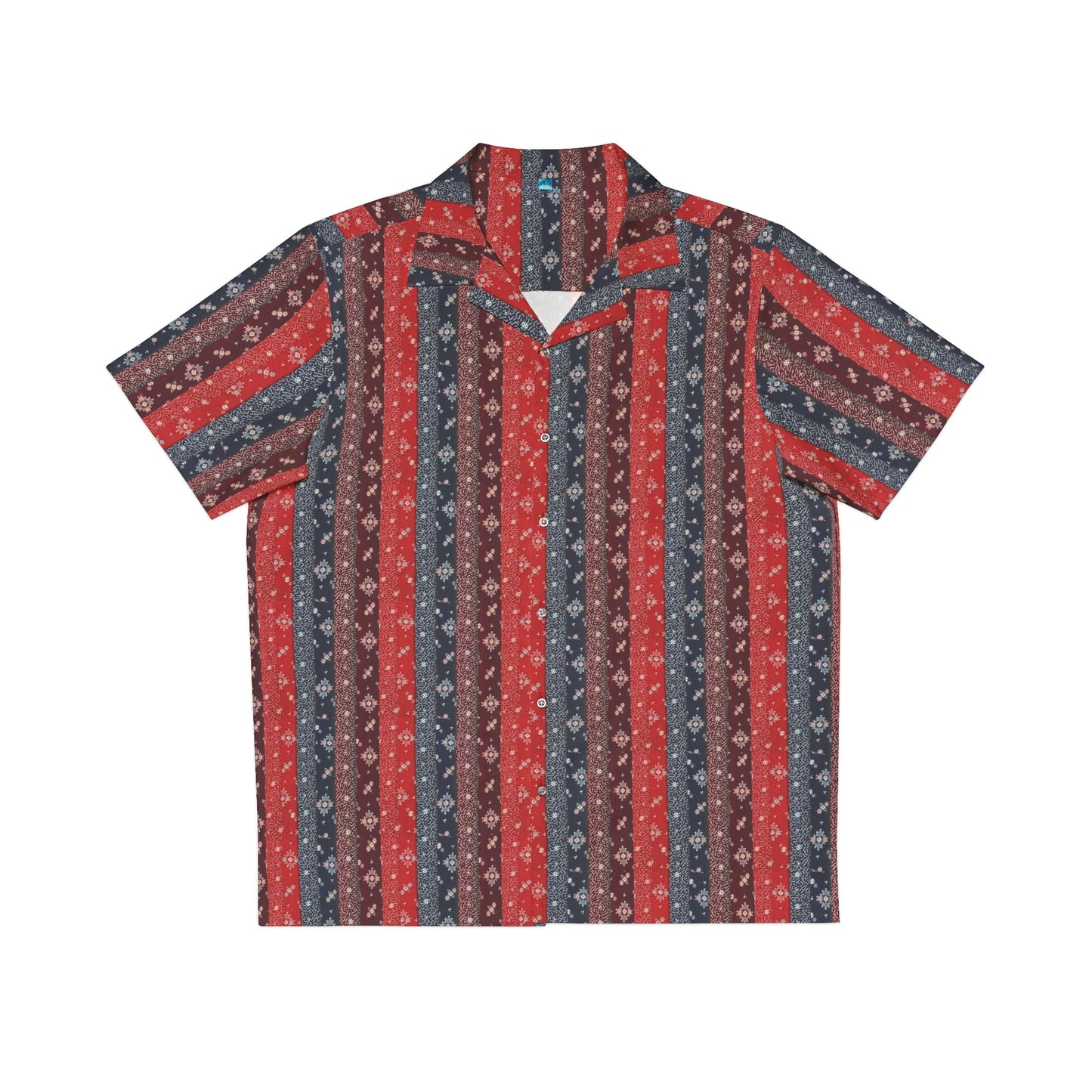 Men's Indonesian Batik Pattern Shirt red,blue & purple verttical lines(AOP)