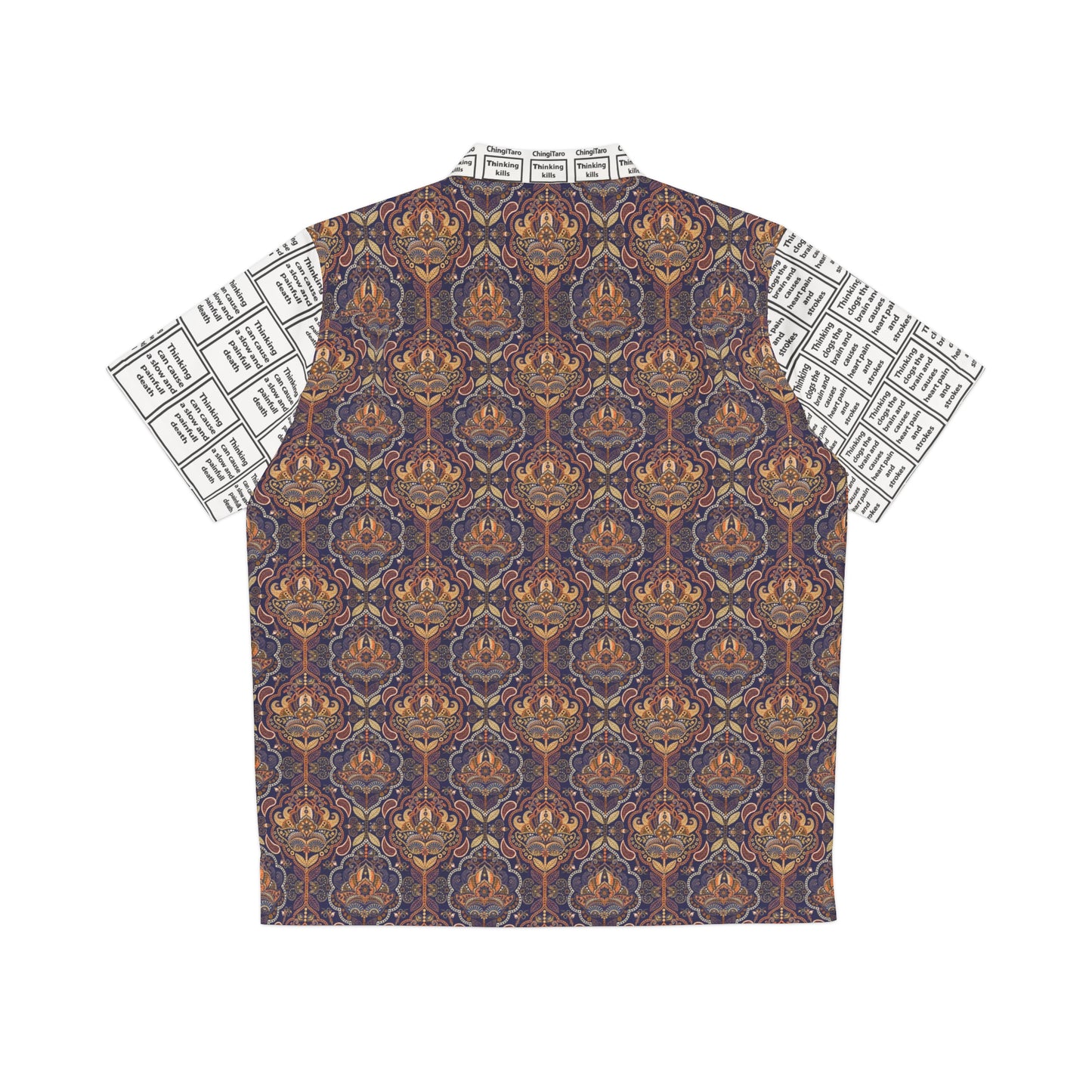 Men's T.K. Indonesian Batik Pattern Shirt brown & orange forest (AOP)