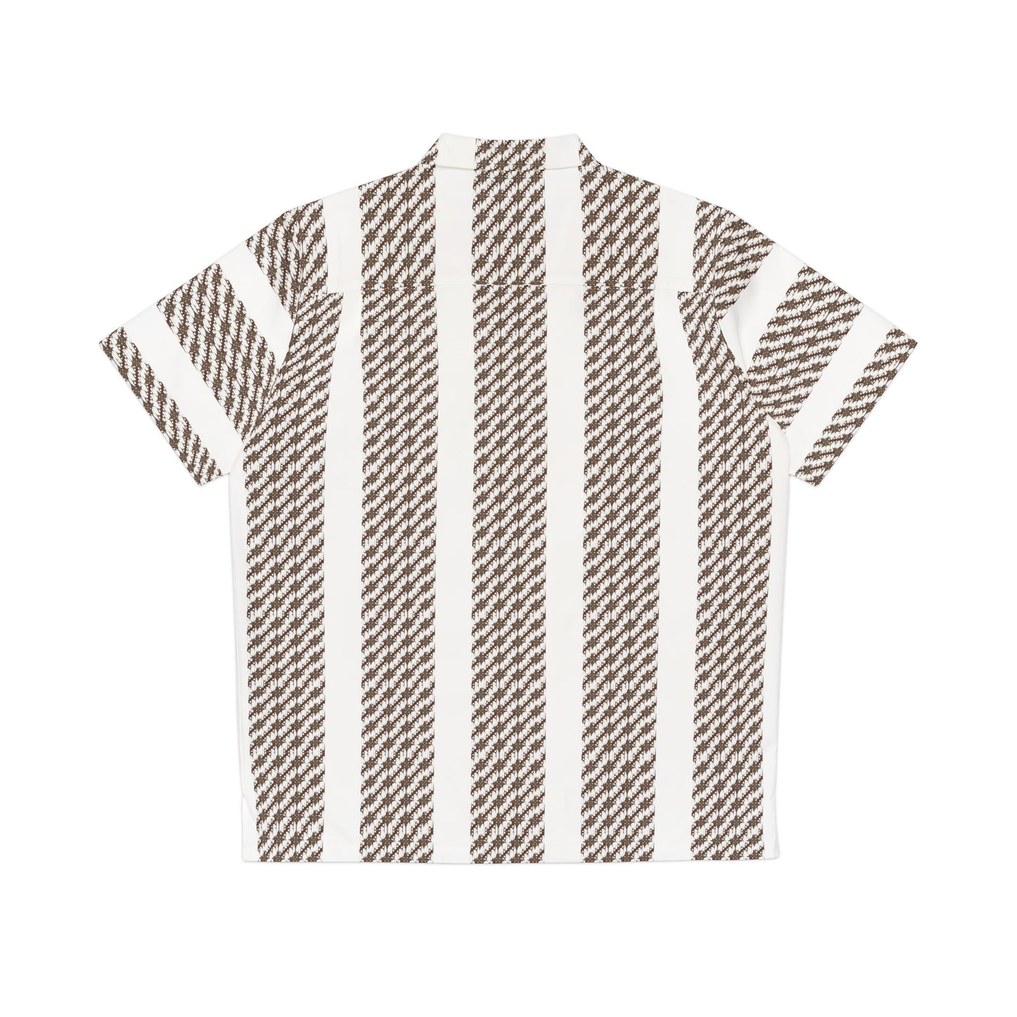 Men's Indonesian Batik striped pattern Shirt White & Bronze (AOP)