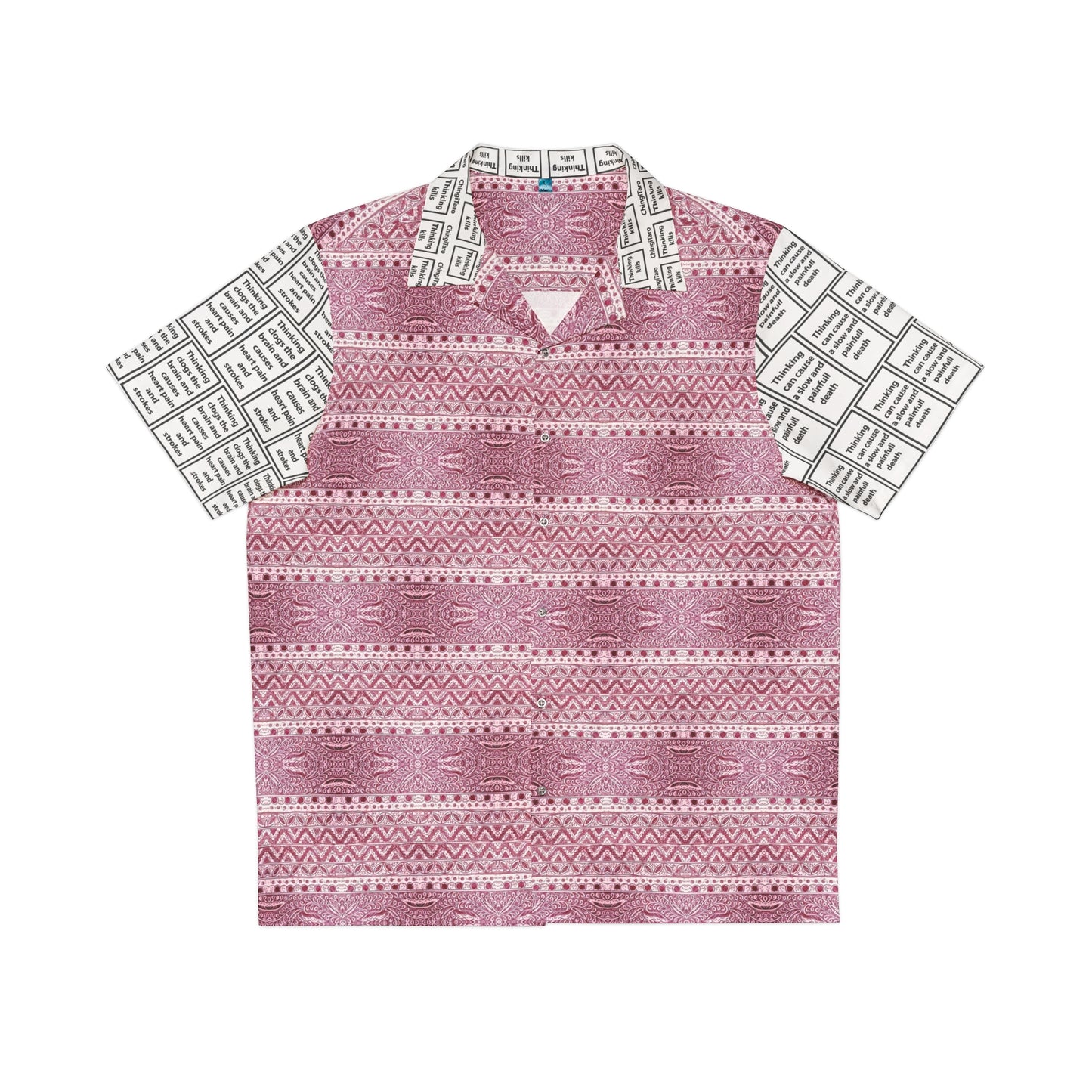 Men's T.K. Indonesian Batik Pattern Shirt Pink lines (AOP)