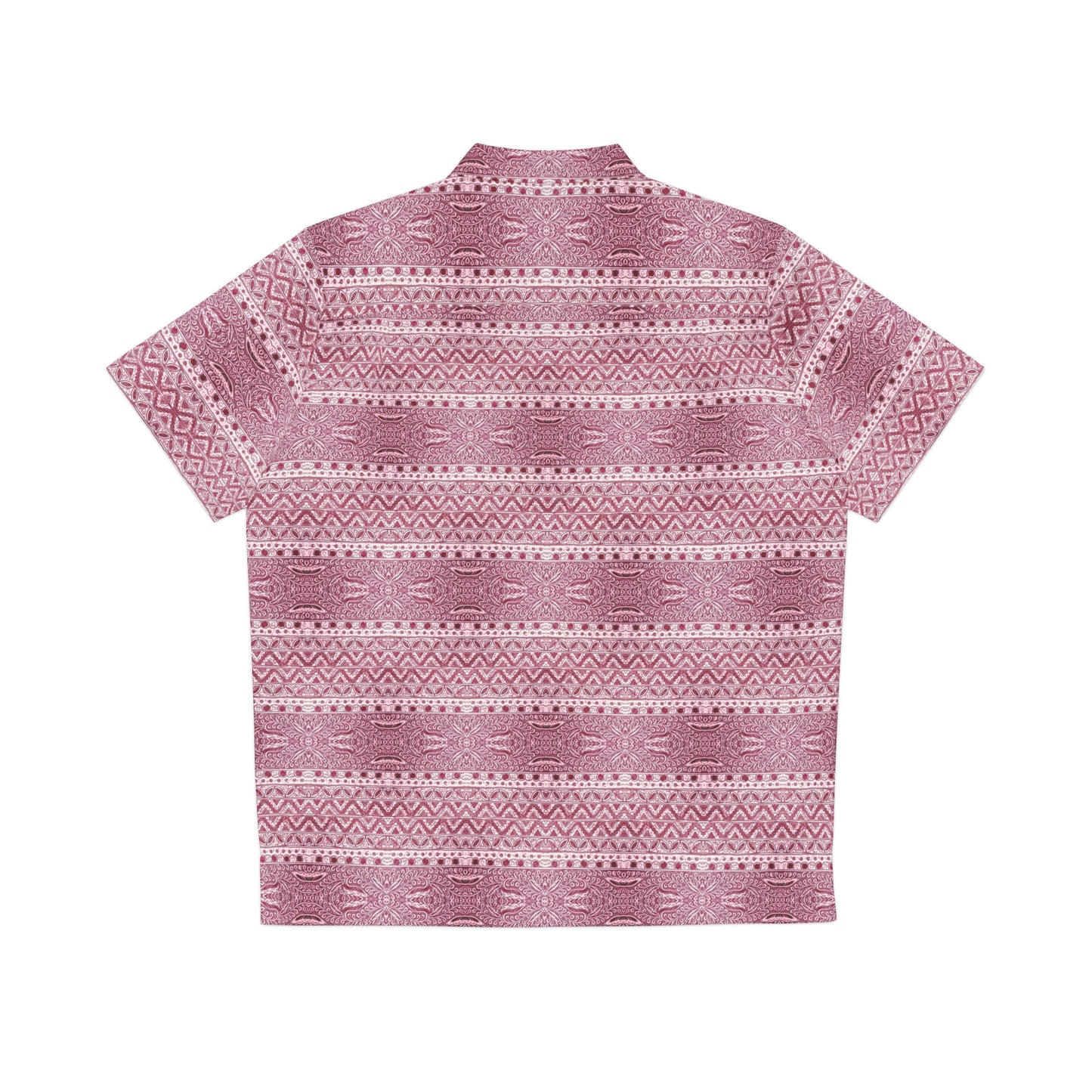 Men's Indonesian Batik Pattern Shirt Pink lines (AOP)