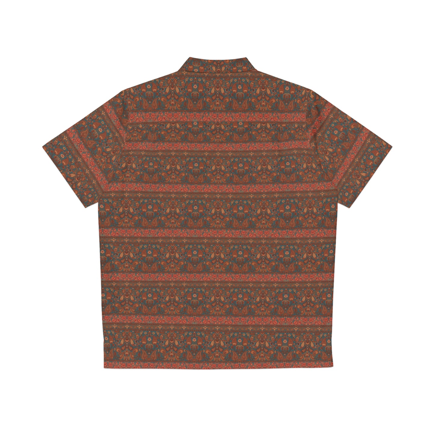 Men's Indonesian Batik Pattern Shirt Red & Blue Lines (AOP)