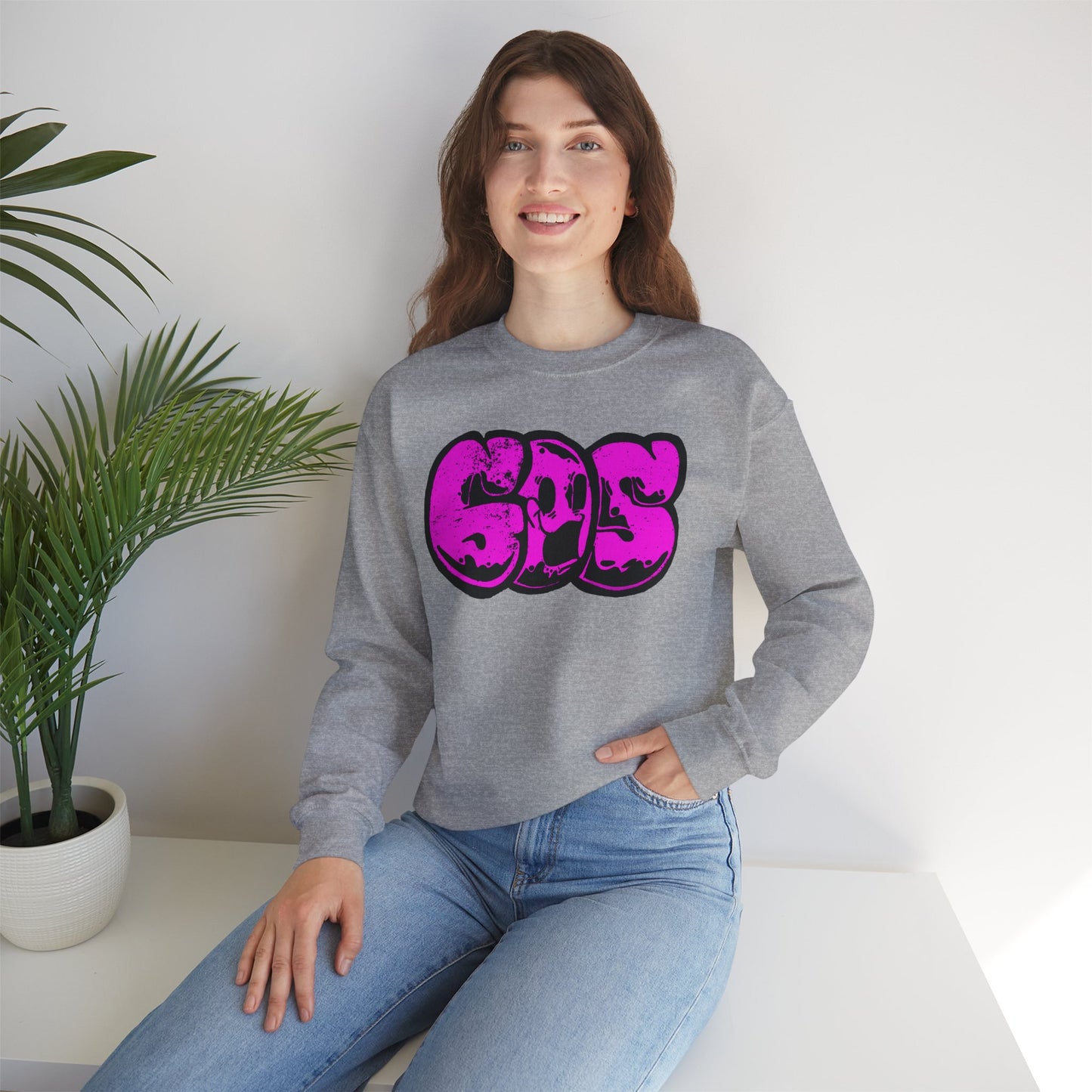 GOS SMILE neon pink unisex sweatshirt