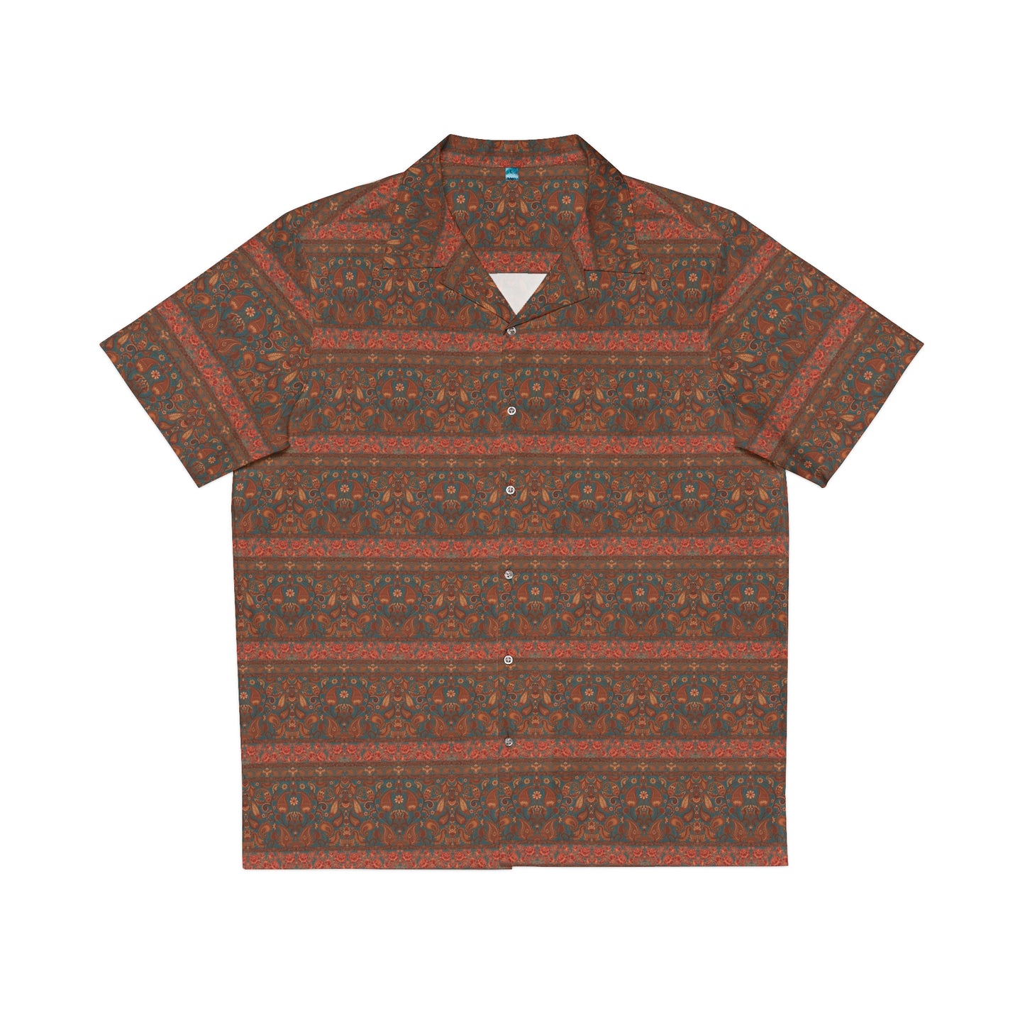 Men's Indonesian Batik Pattern Shirt Red & Blue Lines (AOP)